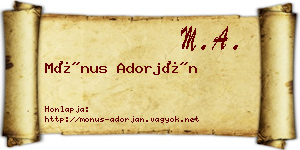 Mónus Adorján névjegykártya
